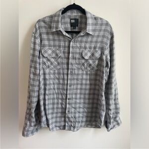 RSQ collective lightweight flannel button-up plaid shirt medium Gray medium